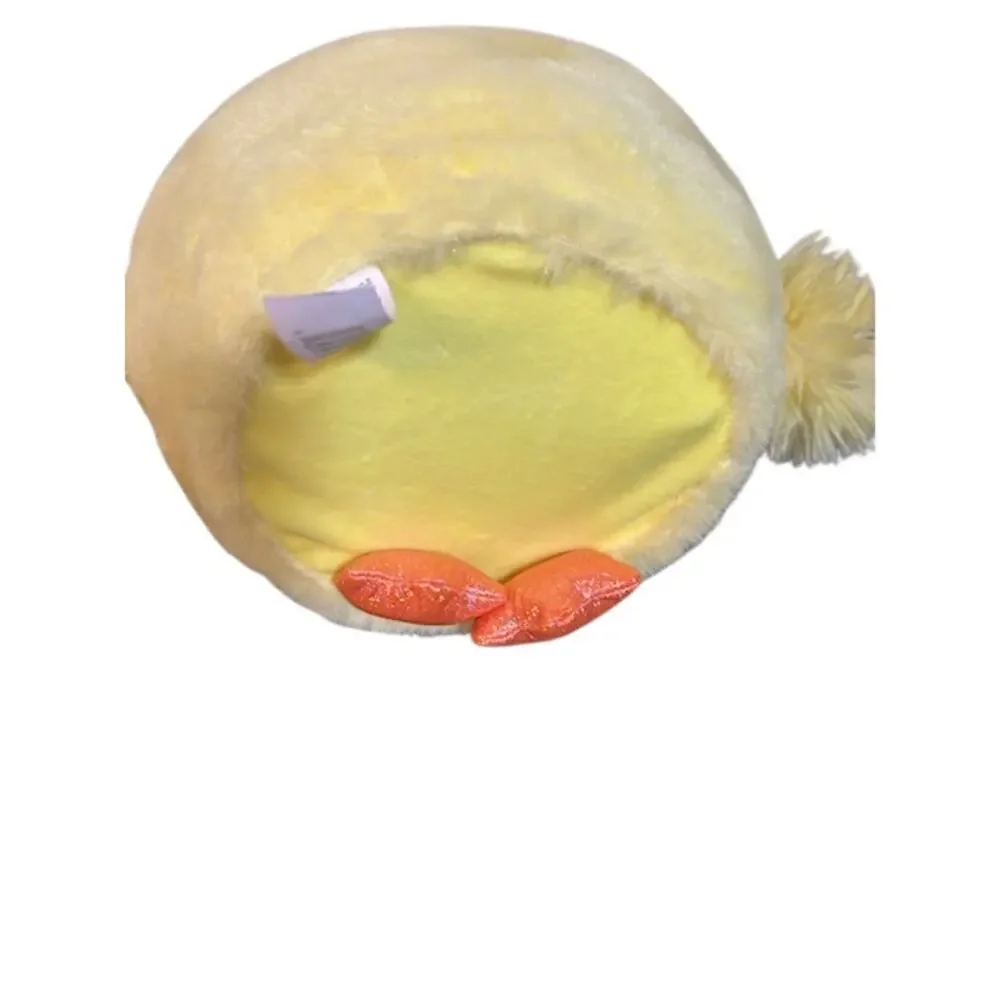 Yellow Duck Faux Fur Easter Basket Plush Spring Gift Basket